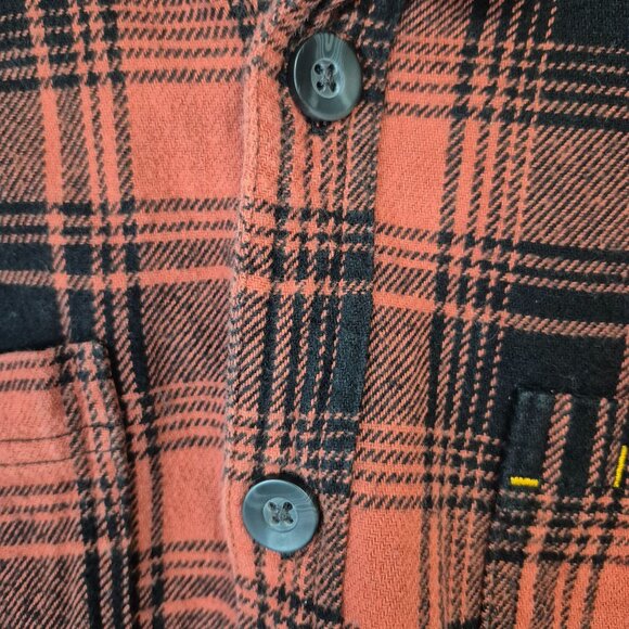 Brahma Mens Rust & Black Plaid Button-Up Flannel Shirt M 100% Cotton Casual Long - Picture 4 of 6